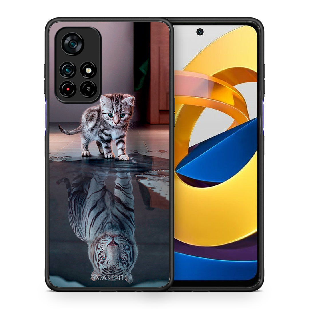 Θήκη Xiaomi Poco M4 Pro 5G Tiger Cute από τη Smartfits με σχέδιο στο πίσω μέρος και μαύρο περίβλημα | Xiaomi Poco M4 Pro 5G Tiger Cute case with colorful back and black bezels