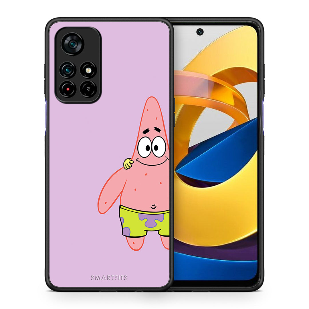 Θήκη Xiaomi Poco M4 Pro 5G Friends Patrick από τη Smartfits με σχέδιο στο πίσω μέρος και μαύρο περίβλημα | Xiaomi Poco M4 Pro 5G Friends Patrick case with colorful back and black bezels