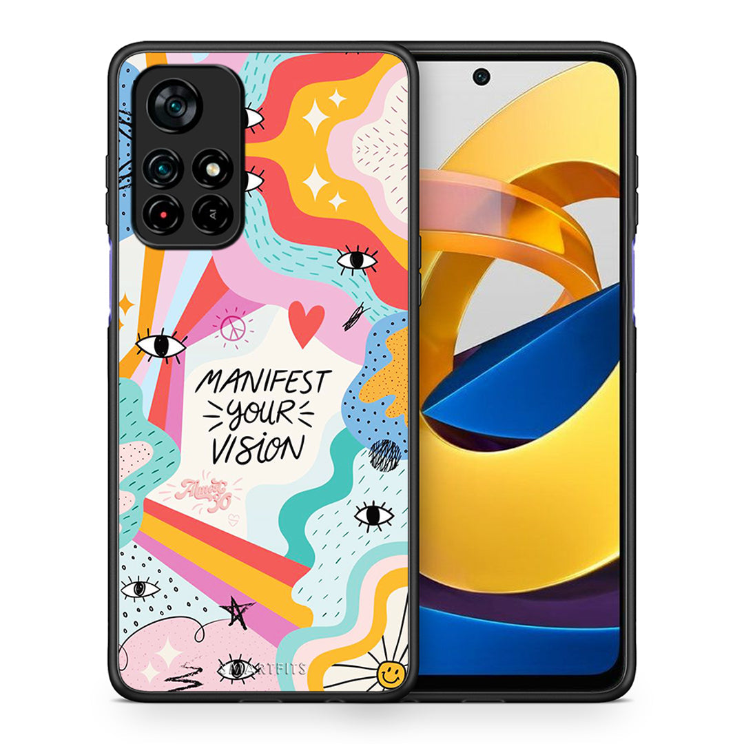 Θήκη Xiaomi Poco M4 Pro 5G Manifest Your Vision από τη Smartfits με σχέδιο στο πίσω μέρος και μαύρο περίβλημα | Xiaomi Poco M4 Pro 5G Manifest Your Vision case with colorful back and black bezels