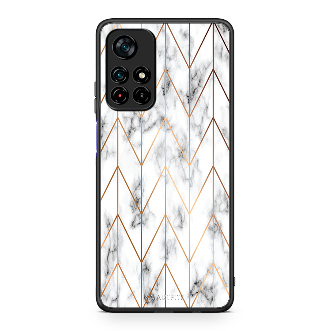 44 - Xiaomi Poco M4 Pro 5G Gold Geometric Marble case, cover, bumper