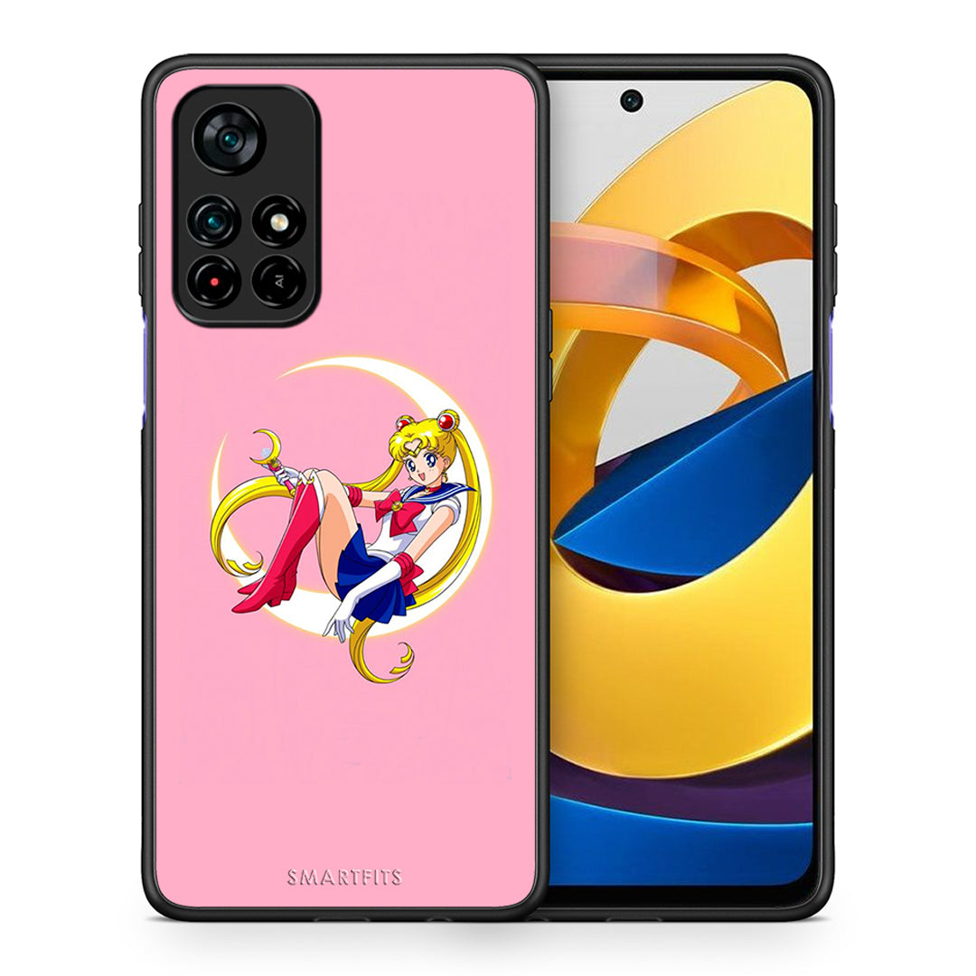 Θήκη Xiaomi Poco M4 Pro 5G Moon Girl από τη Smartfits με σχέδιο στο πίσω μέρος και μαύρο περίβλημα | Xiaomi Poco M4 Pro 5G Moon Girl case with colorful back and black bezels