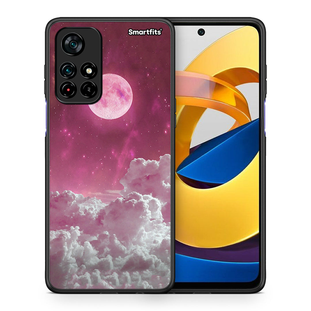 Θήκη Xiaomi Poco M4 Pro 5G Pink Moon από τη Smartfits με σχέδιο στο πίσω μέρος και μαύρο περίβλημα | Xiaomi Poco M4 Pro 5G Pink Moon case with colorful back and black bezels