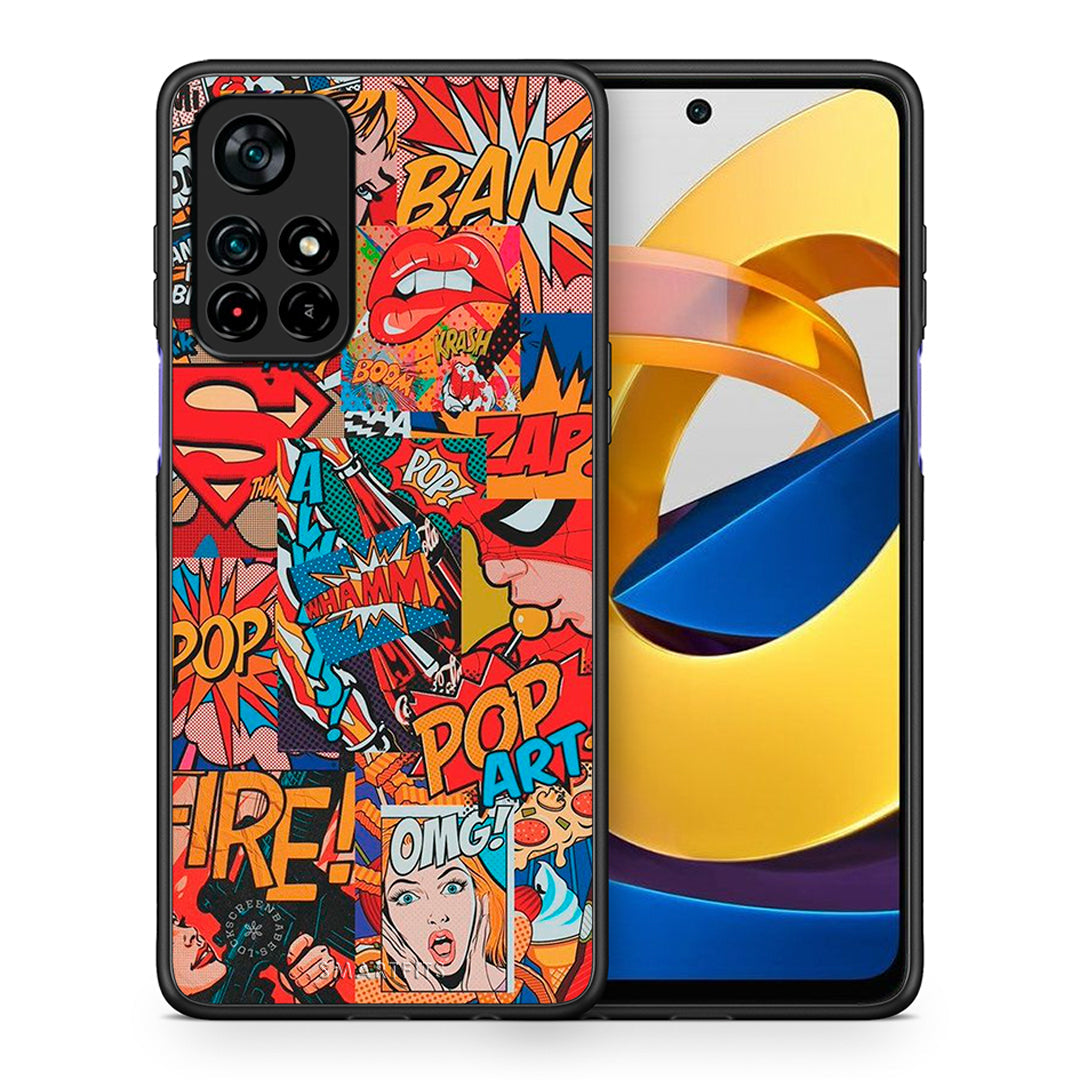 Θήκη Xiaomi Poco M4 Pro 5G PopArt OMG από τη Smartfits με σχέδιο στο πίσω μέρος και μαύρο περίβλημα | Xiaomi Poco M4 Pro 5G PopArt OMG case with colorful back and black bezels