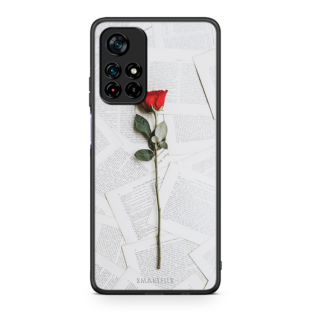 Xiaomi Poco M4 Pro 5G Red Rose θήκη από τη Smartfits με σχέδιο στο πίσω μέρος και μαύρο περίβλημα | Smartphone case with colorful back and black bezels by Smartfits