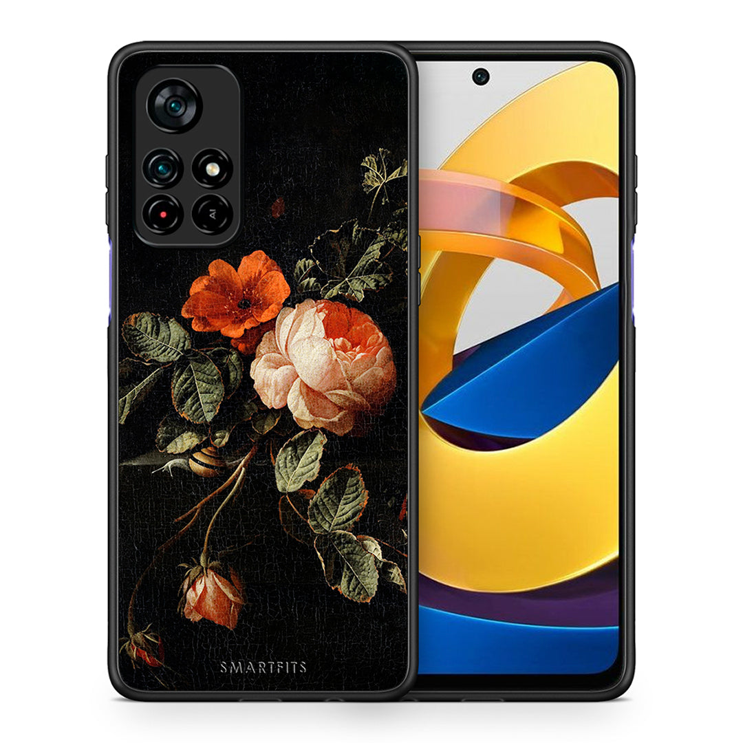 Θήκη Xiaomi Poco M4 Pro 5G Vintage Roses από τη Smartfits με σχέδιο στο πίσω μέρος και μαύρο περίβλημα | Xiaomi Poco M4 Pro 5G Vintage Roses case with colorful back and black bezels