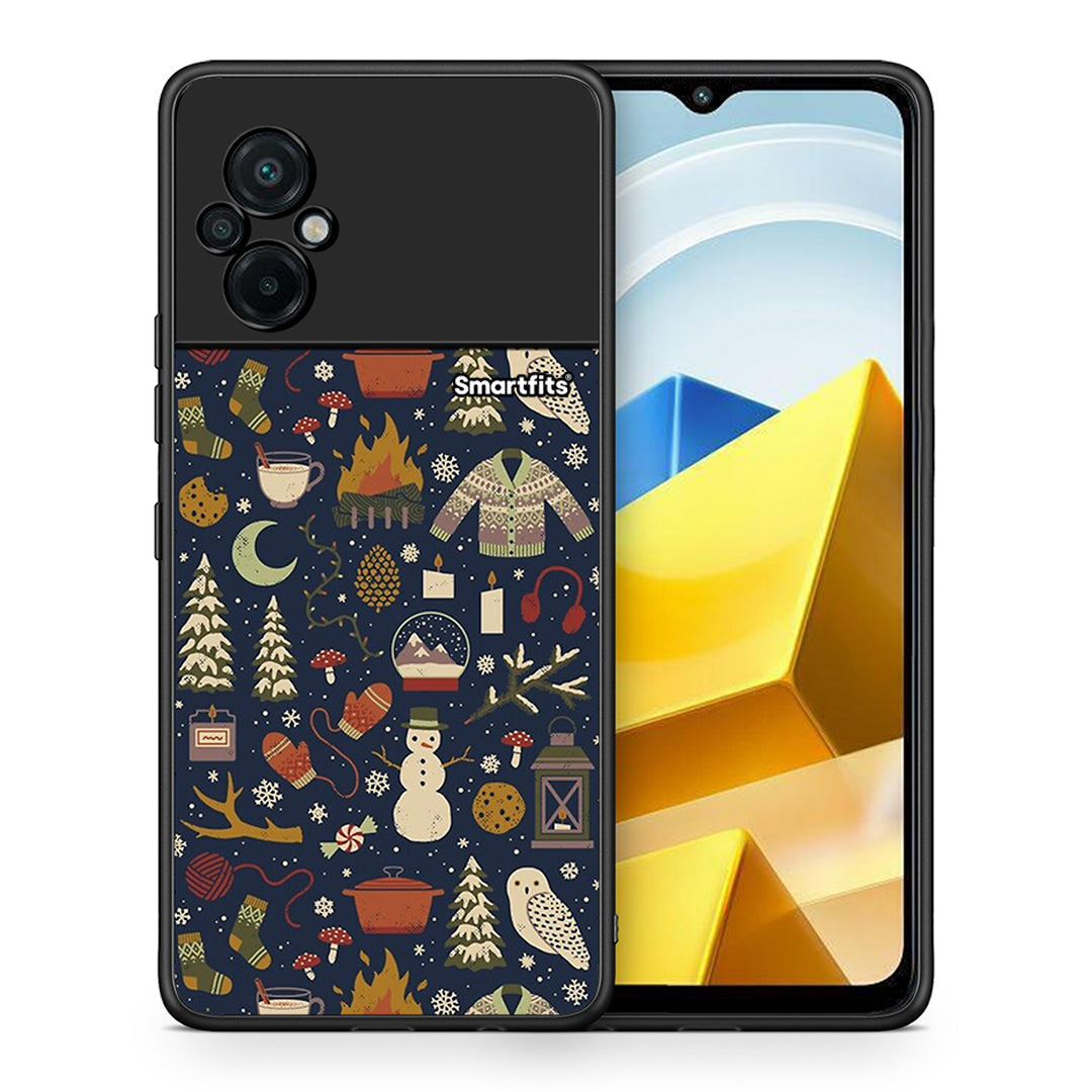 Θήκη Xiaomi Poco M5 / Redmi Note 11E Christmas Elements από τη Smartfits με σχέδιο στο πίσω μέρος και μαύρο περίβλημα | Xiaomi Poco M5 / Redmi Note 11E Christmas Elements case with colorful back and black bezels