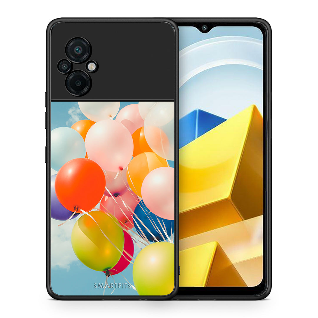 Θήκη Xiaomi Poco M5 / Redmi Note 11E Colorful Balloons από τη Smartfits με σχέδιο στο πίσω μέρος και μαύρο περίβλημα | Xiaomi Poco M5 / Redmi Note 11E Colorful Balloons case with colorful back and black bezels