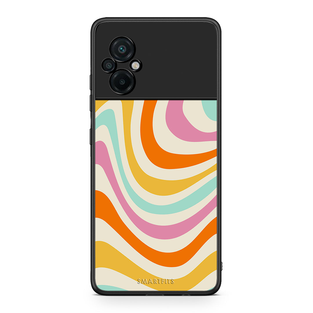 Xiaomi Poco M5 / Redmi Note 11E Colourful Waves θήκη από τη Smartfits με σχέδιο στο πίσω μέρος και μαύρο περίβλημα | Smartphone case with colorful back and black bezels by Smartfits