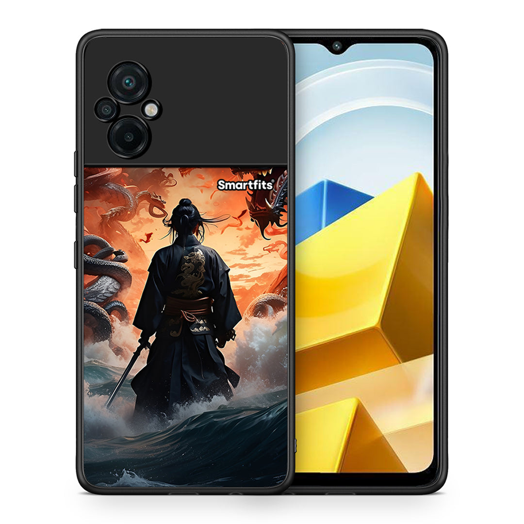 Θήκη Xiaomi Poco M5 / Redmi Note 11E Dragons Fight από τη Smartfits με σχέδιο στο πίσω μέρος και μαύρο περίβλημα | Xiaomi Poco M5 / Redmi Note 11E Dragons Fight case with colorful back and black bezels