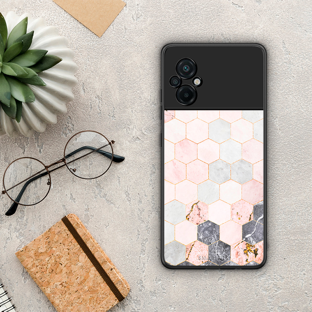 Marble Hexagon Pink - Xiaomi Poco M5 case