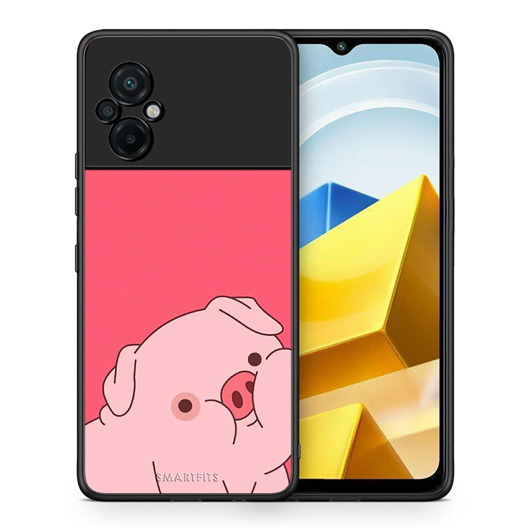 Θήκη Αγίου Βαλεντίνου Xiaomi Poco M5 / Redmi Note 11E Pig Love 1 από τη Smartfits με σχέδιο στο πίσω μέρος και μαύρο περίβλημα | Xiaomi Poco M5 / Redmi Note 11E Pig Love 1 case with colorful back and black bezels