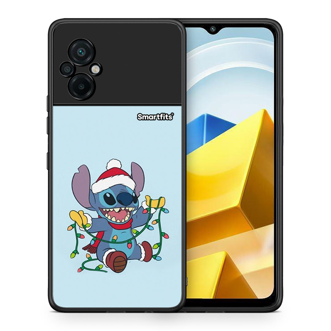 Θήκη Xiaomi Poco M5 / Redmi Note 11E Santa Stich από τη Smartfits με σχέδιο στο πίσω μέρος και μαύρο περίβλημα | Xiaomi Poco M5 / Redmi Note 11E Santa Stich case with colorful back and black bezels