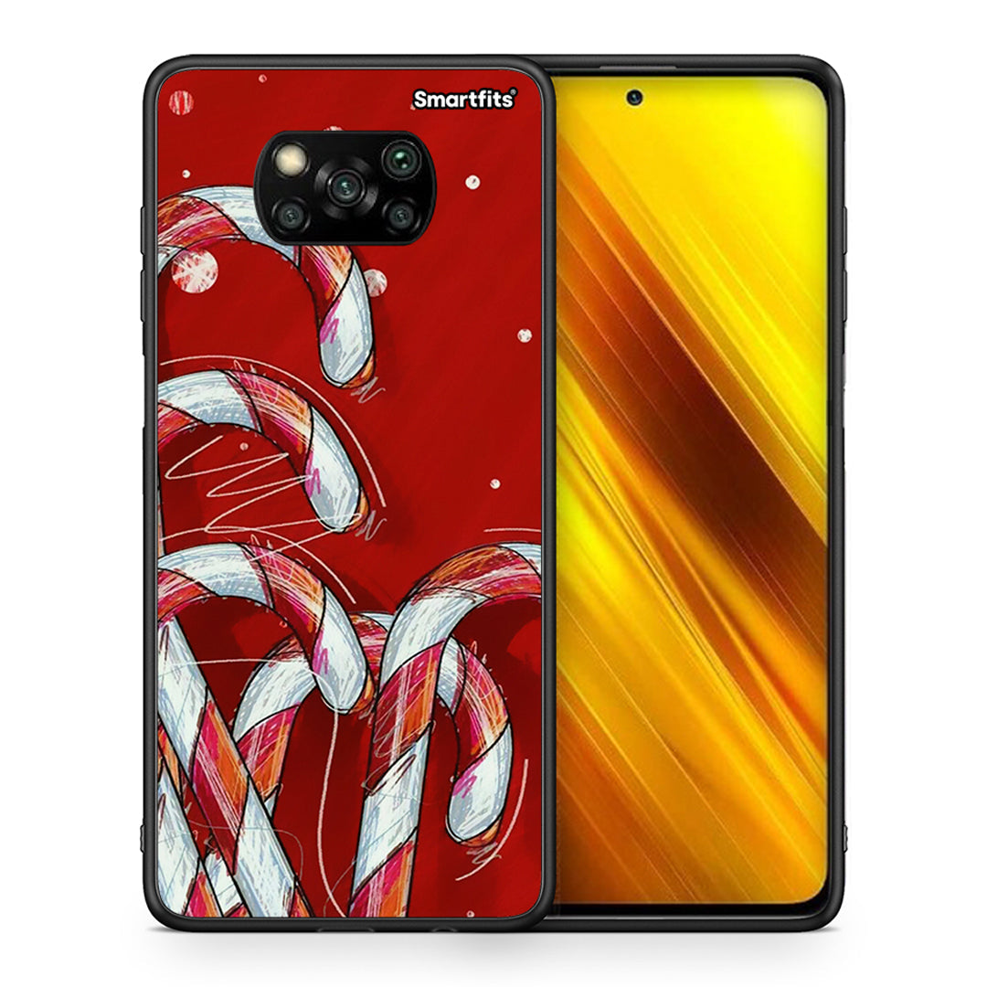 Θήκη Xiaomi Poco X3 Candy Cane από τη Smartfits με σχέδιο στο πίσω μέρος και μαύρο περίβλημα | Xiaomi Poco X3 Candy Cane case with colorful back and black bezels