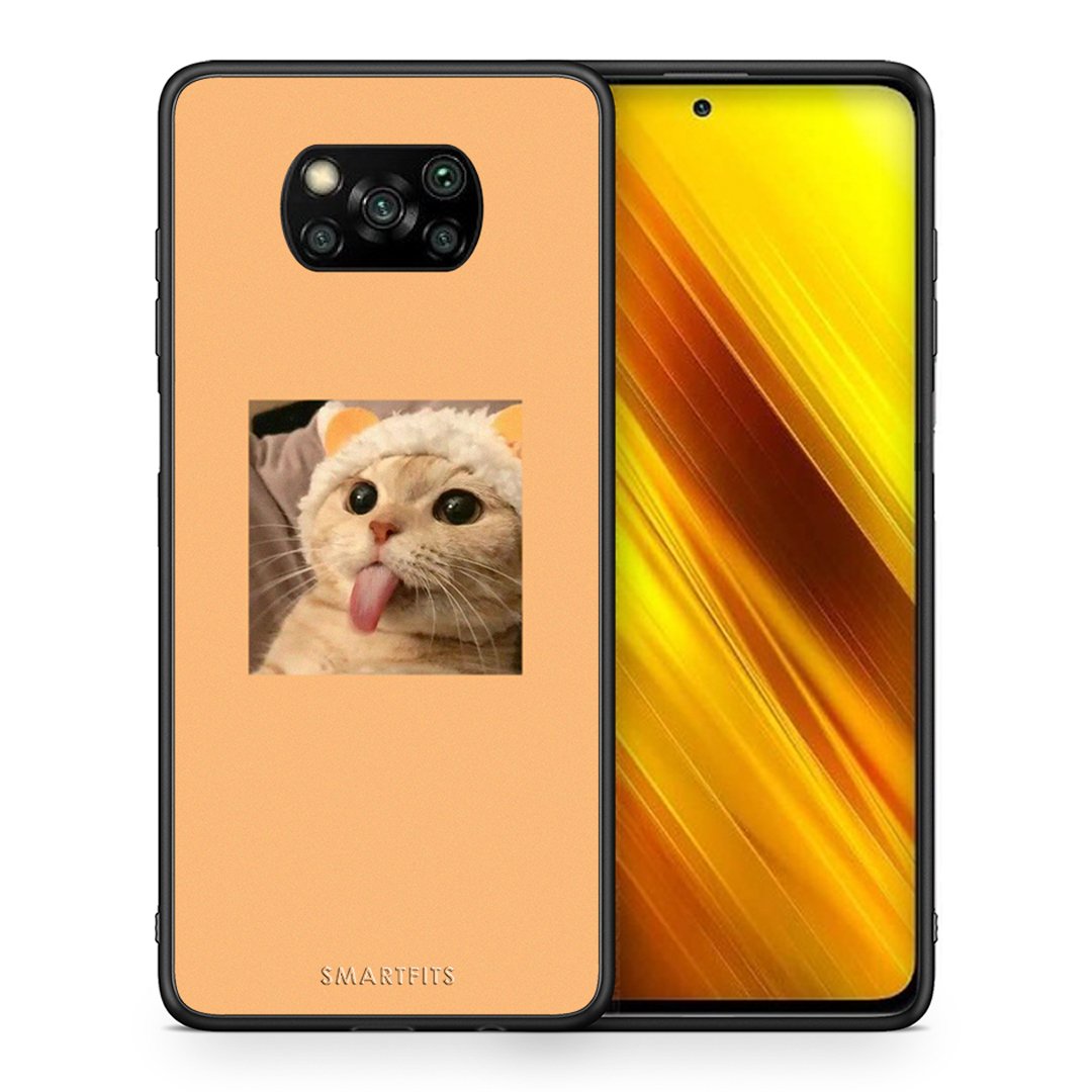 Θήκη Xiaomi Poco X3 Cat Tongue από τη Smartfits με σχέδιο στο πίσω μέρος και μαύρο περίβλημα | Xiaomi Poco X3 Cat Tongue case with colorful back and black bezels