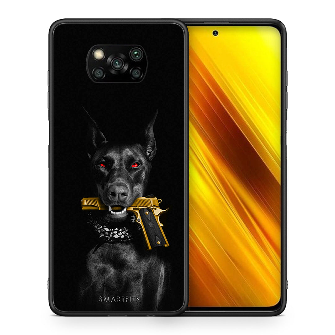 Θήκη Αγίου Βαλεντίνου Xiaomi Poco X3 Golden Gun από τη Smartfits με σχέδιο στο πίσω μέρος και μαύρο περίβλημα | Xiaomi Poco X3 Golden Gun case with colorful back and black bezels