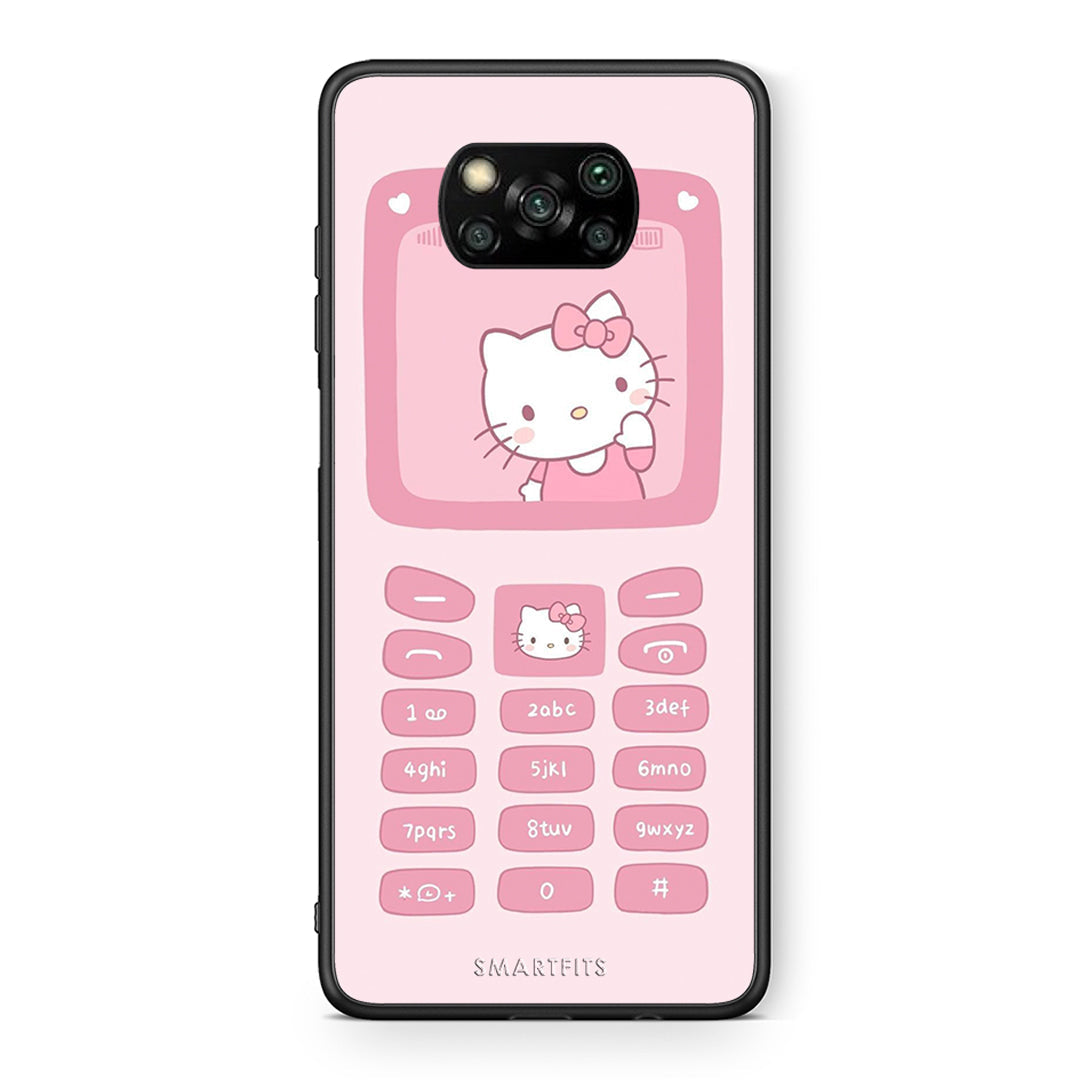 Θήκη Αγίου Βαλεντίνου Xiaomi Poco X3 Hello Kitten από τη Smartfits με σχέδιο στο πίσω μέρος και μαύρο περίβλημα | Xiaomi Poco X3 Hello Kitten case with colorful back and black bezels