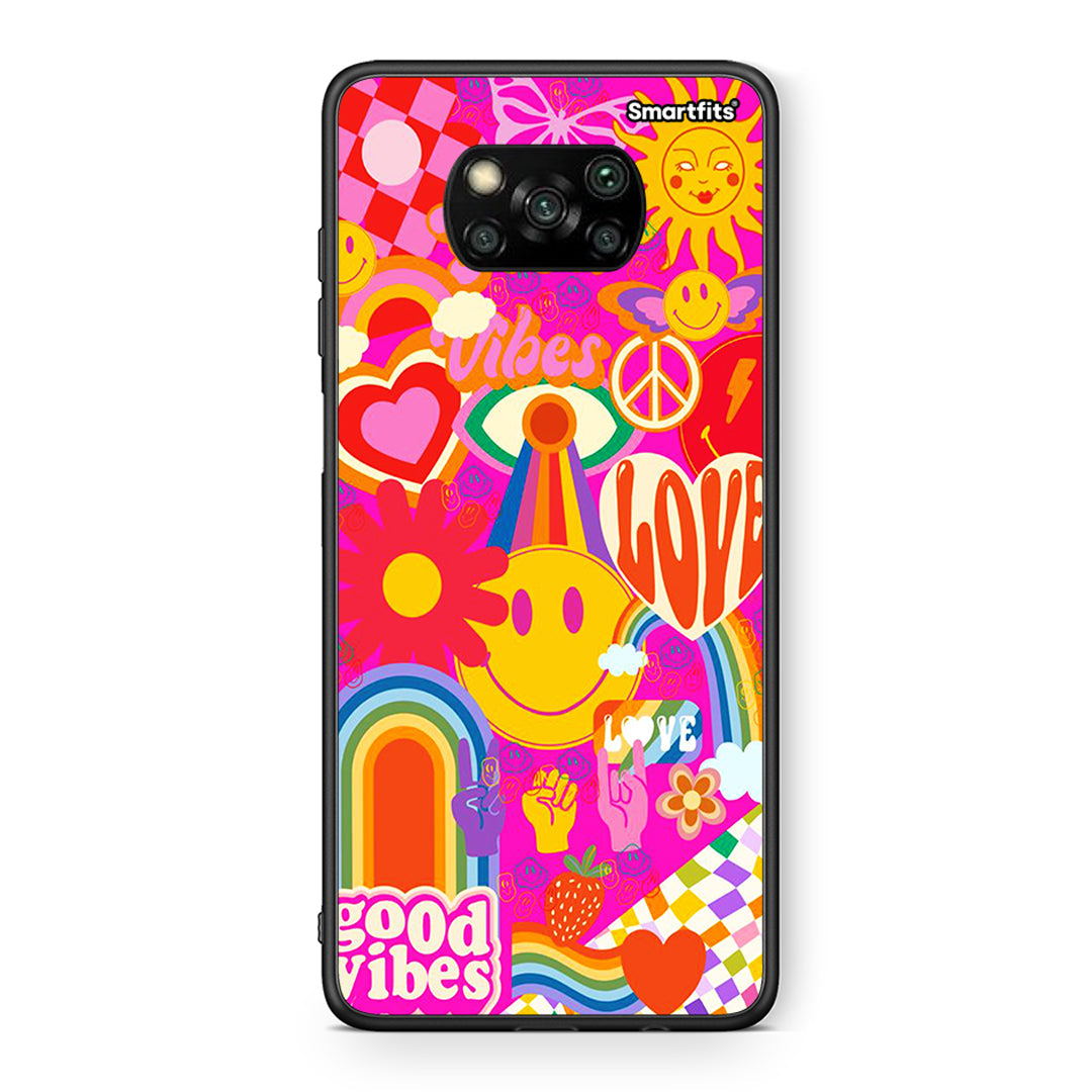 Θήκη Xiaomi Poco X3 Hippie Love από τη Smartfits με σχέδιο στο πίσω μέρος και μαύρο περίβλημα | Xiaomi Poco X3 Hippie Love case with colorful back and black bezels