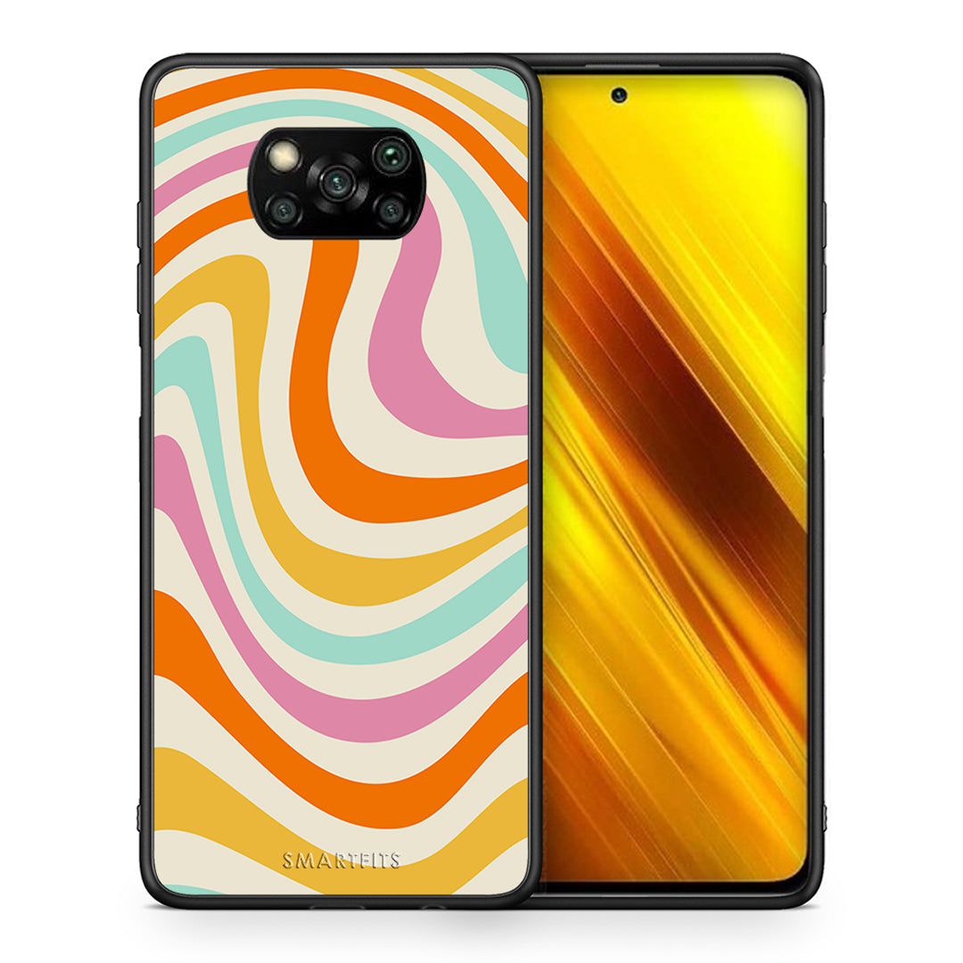 Θήκη Xiaomi Poco X3 Colourful Waves από τη Smartfits με σχέδιο στο πίσω μέρος και μαύρο περίβλημα | Xiaomi Poco X3 Colourful Waves case with colorful back and black bezels