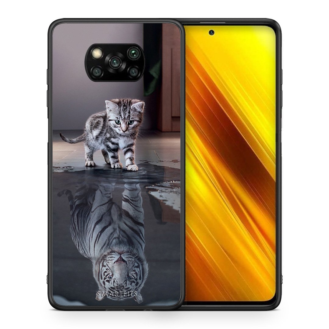Θήκη Xiaomi Poco X3 Tiger Cute από τη Smartfits με σχέδιο στο πίσω μέρος και μαύρο περίβλημα | Xiaomi Poco X3 Tiger Cute case with colorful back and black bezels