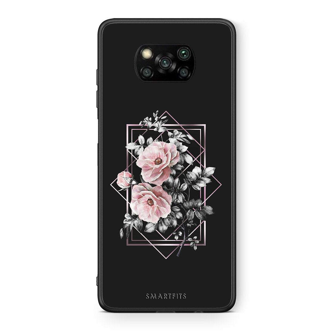 Θήκη Xiaomi Poco X3 Frame Flower από τη Smartfits με σχέδιο στο πίσω μέρος και μαύρο περίβλημα | Xiaomi Poco X3 Frame Flower case with colorful back and black bezels