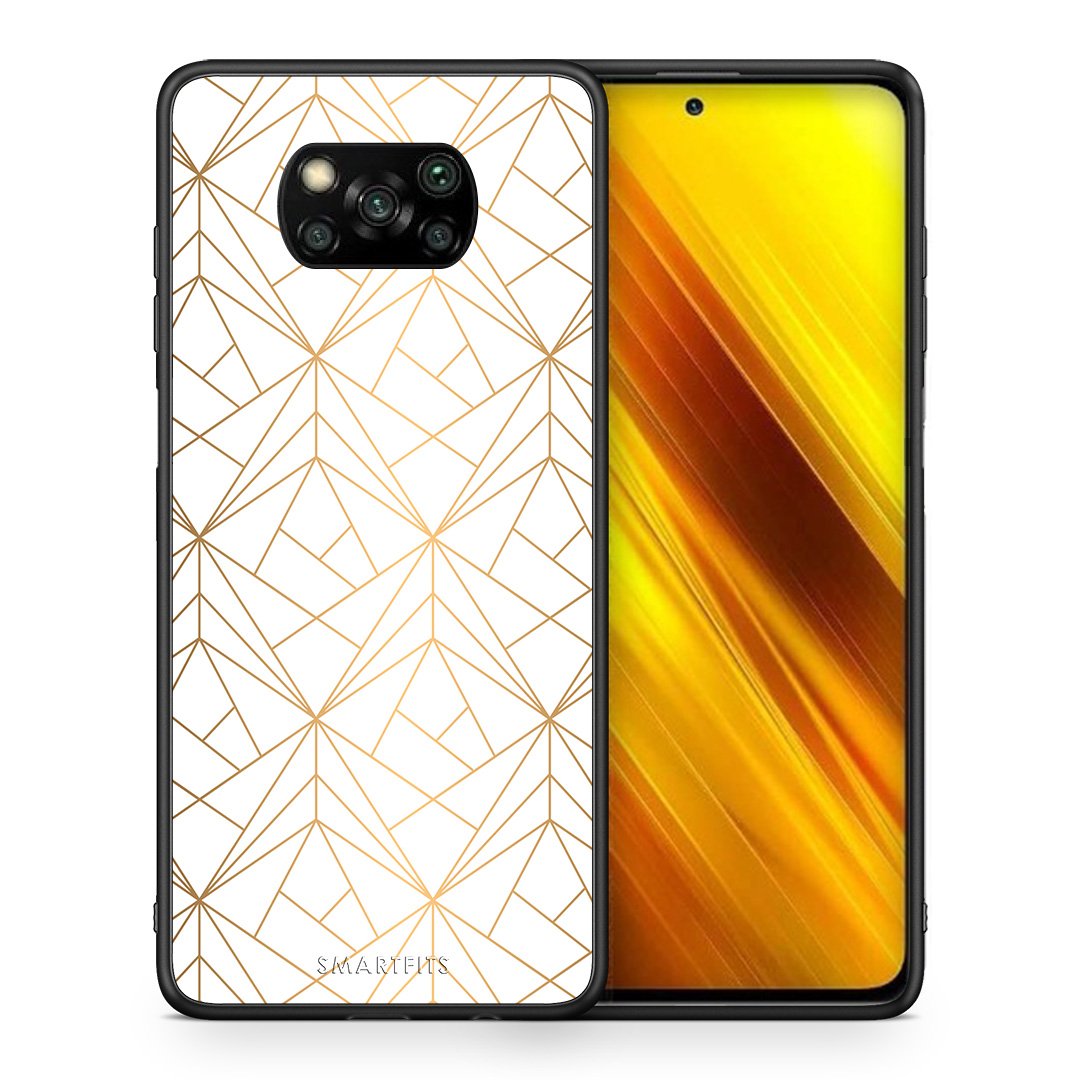 Θήκη Xiaomi Poco X3 Luxury White Geometric από τη Smartfits με σχέδιο στο πίσω μέρος και μαύρο περίβλημα | Xiaomi Poco X3 Luxury White Geometric case with colorful back and black bezels