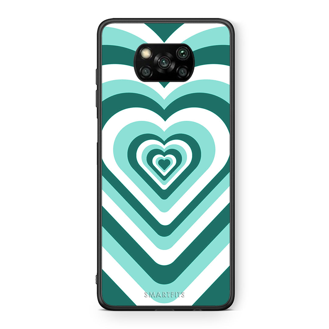 Θήκη Xiaomi Poco X3 Green Hearts από τη Smartfits με σχέδιο στο πίσω μέρος και μαύρο περίβλημα | Xiaomi Poco X3 Green Hearts case with colorful back and black bezels