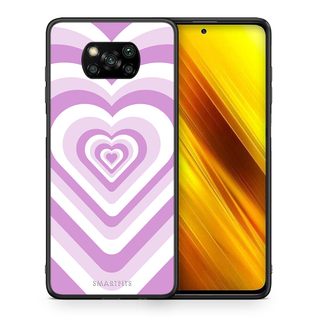 Θήκη Xiaomi Poco X3 Lilac Hearts από τη Smartfits με σχέδιο στο πίσω μέρος και μαύρο περίβλημα | Xiaomi Poco X3 Lilac Hearts case with colorful back and black bezels