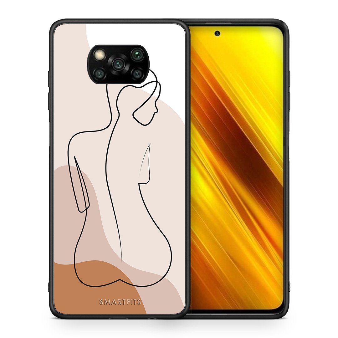 Θήκη Xiaomi Poco X3 LineArt Woman από τη Smartfits με σχέδιο στο πίσω μέρος και μαύρο περίβλημα | Xiaomi Poco X3 LineArt Woman case with colorful back and black bezels