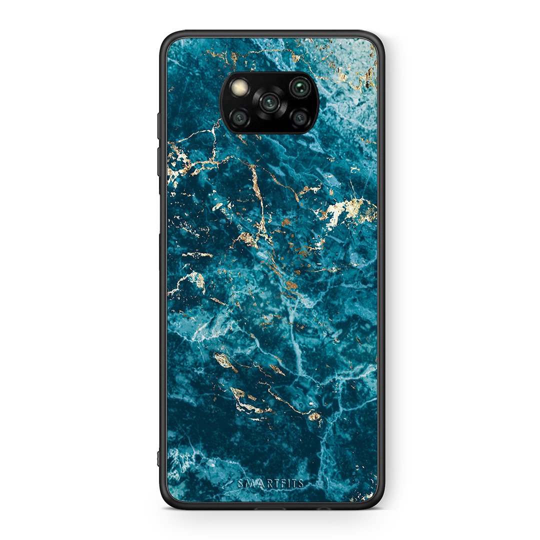 Θήκη Xiaomi Poco X3 Marble Blue από τη Smartfits με σχέδιο στο πίσω μέρος και μαύρο περίβλημα | Xiaomi Poco X3 Marble Blue case with colorful back and black bezels