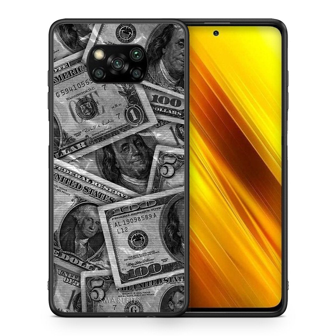 Θήκη Xiaomi Poco X3 Money Dollars από τη Smartfits με σχέδιο στο πίσω μέρος και μαύρο περίβλημα | Xiaomi Poco X3 Money Dollars case with colorful back and black bezels