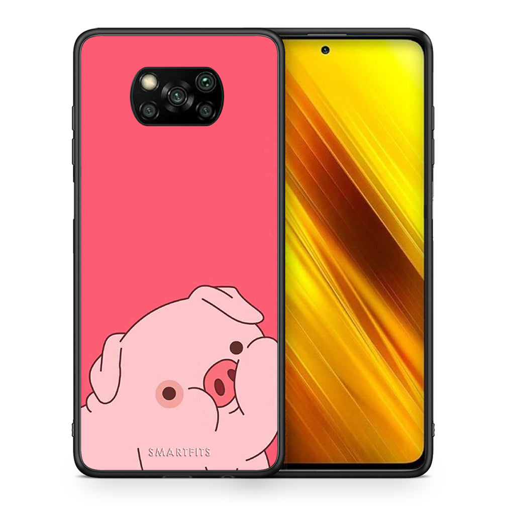 Θήκη Αγίου Βαλεντίνου Xiaomi Poco X3 Pig Love 1 από τη Smartfits με σχέδιο στο πίσω μέρος και μαύρο περίβλημα | Xiaomi Poco X3 Pig Love 1 case with colorful back and black bezels