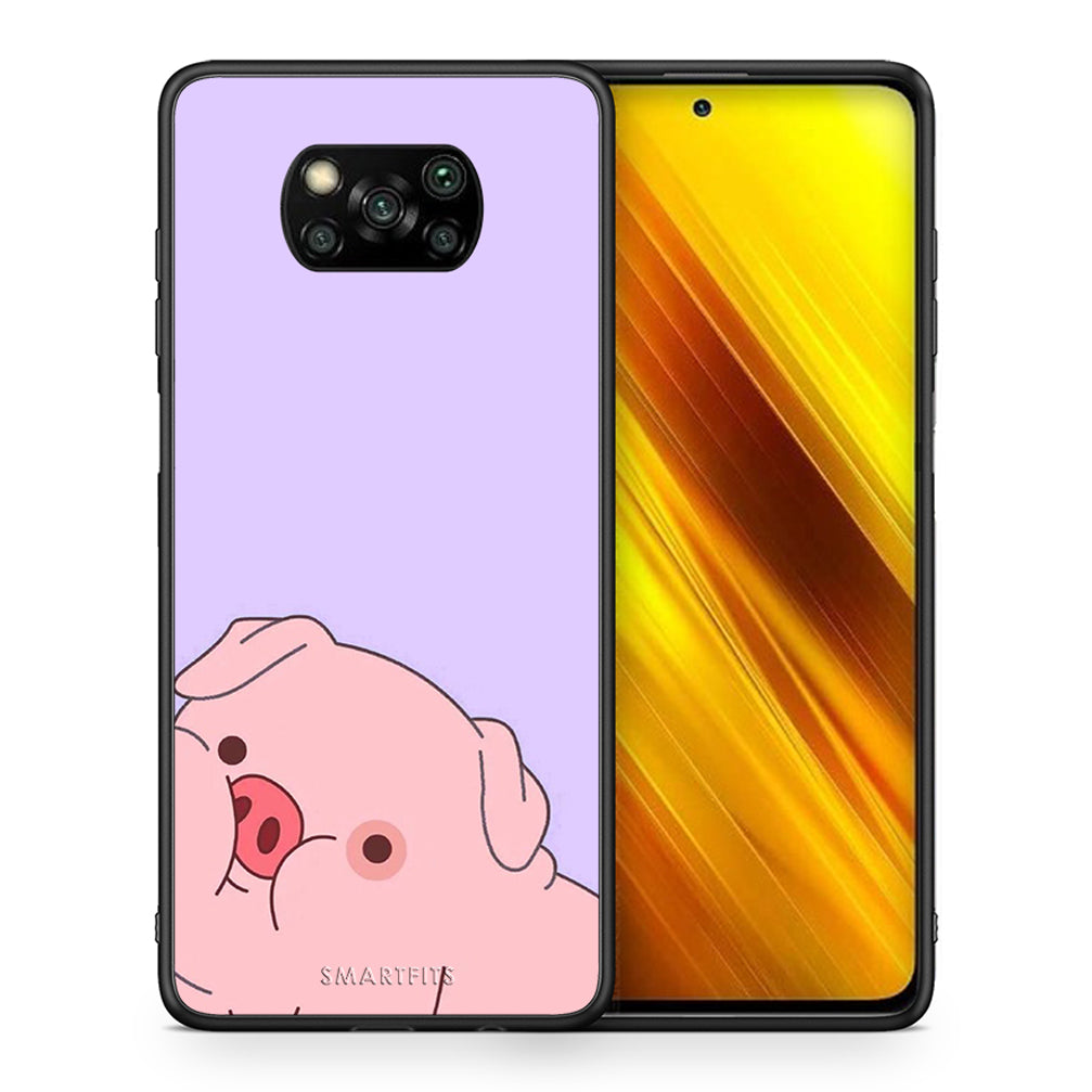 Θήκη Αγίου Βαλεντίνου Xiaomi Poco X3 Pig Love 2 από τη Smartfits με σχέδιο στο πίσω μέρος και μαύρο περίβλημα | Xiaomi Poco X3 Pig Love 2 case with colorful back and black bezels