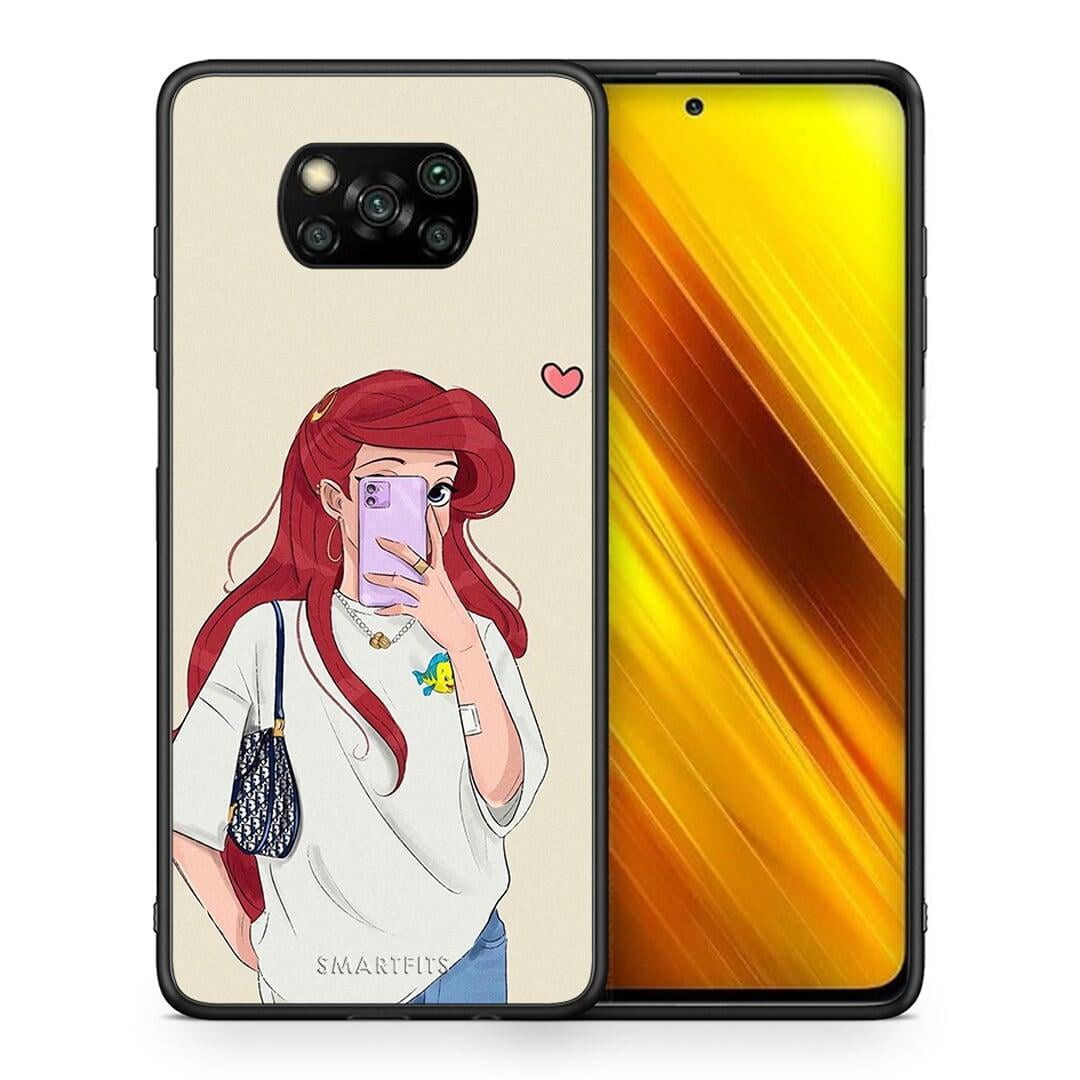 Θήκη Xiaomi Poco X3 Walking Mermaid από τη Smartfits με σχέδιο στο πίσω μέρος και μαύρο περίβλημα | Xiaomi Poco X3 Walking Mermaid case with colorful back and black bezels