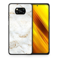 Thumbnail for Θήκη Xiaomi Poco X3 White Gold Marble από τη Smartfits με σχέδιο στο πίσω μέρος και μαύρο περίβλημα | Xiaomi Poco X3 White Gold Marble case with colorful back and black bezels