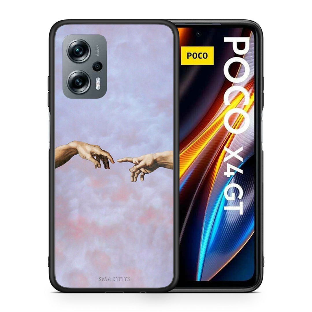 Θήκη Xiaomi Poco X4 GT Adam Hand από τη Smartfits με σχέδιο στο πίσω μέρος και μαύρο περίβλημα | Xiaomi Poco X4 GT Adam Hand case with colorful back and black bezels