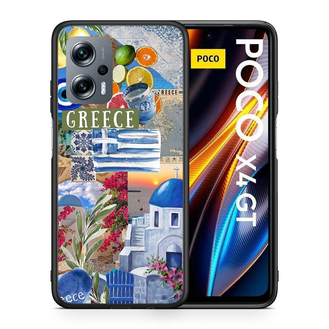 Θήκη Xiaomi Poco X4 GT All Greek από τη Smartfits με σχέδιο στο πίσω μέρος και μαύρο περίβλημα | Xiaomi Poco X4 GT All Greek case with colorful back and black bezels