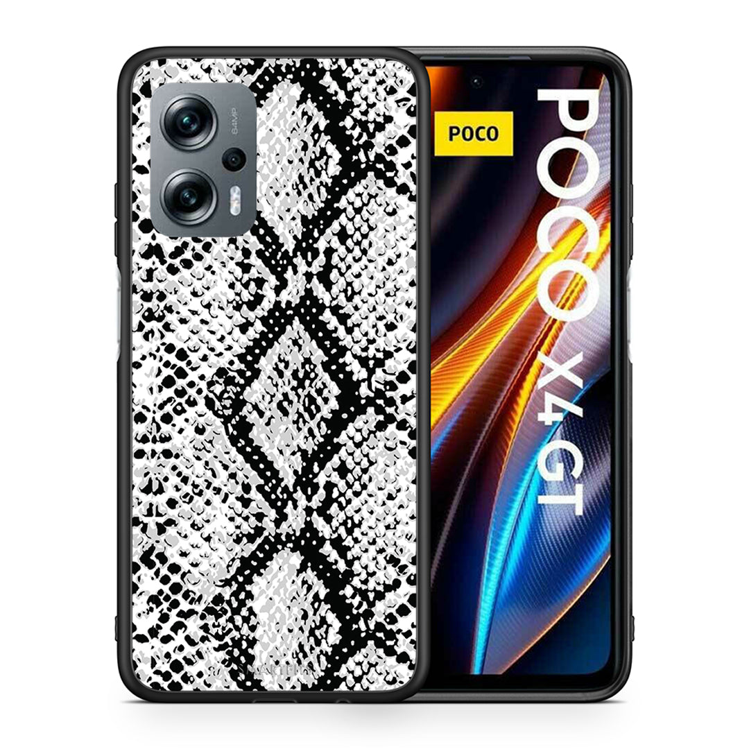 Θήκη Xiaomi Poco X4 GT White Snake Animal από τη Smartfits με σχέδιο στο πίσω μέρος και μαύρο περίβλημα | Xiaomi Poco X4 GT White Snake Animal case with colorful back and black bezels