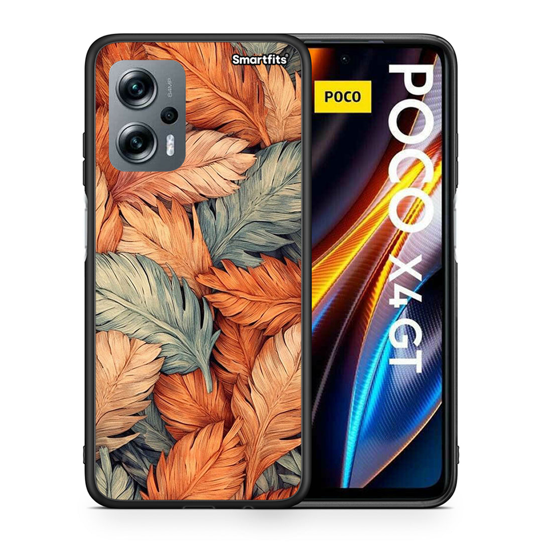 Θήκη Xiaomi Poco X4 GT Autumn Leaves από τη Smartfits με σχέδιο στο πίσω μέρος και μαύρο περίβλημα | Xiaomi Poco X4 GT Autumn Leaves case with colorful back and black bezels