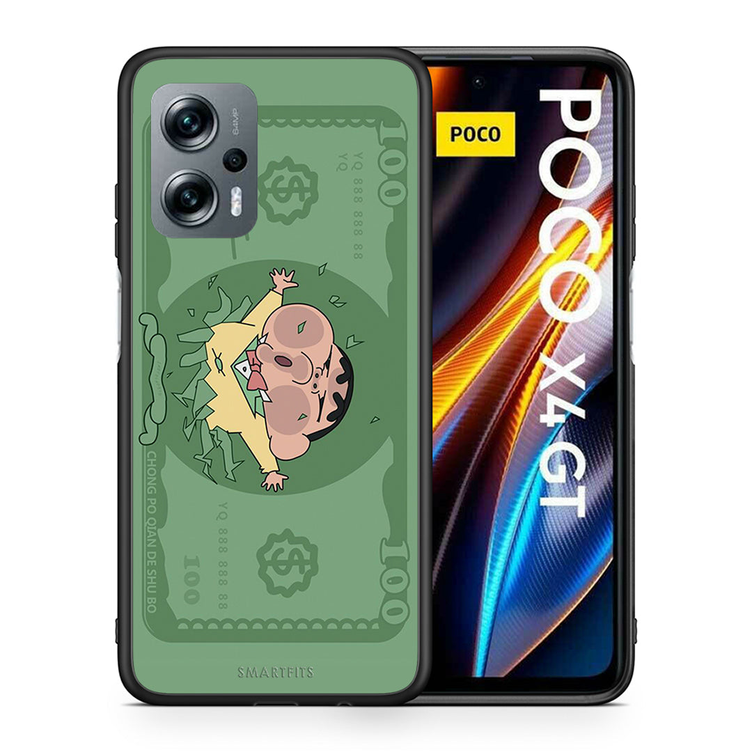 Θήκη Αγίου Βαλεντίνου Xiaomi Poco X4 GT Big Money από τη Smartfits με σχέδιο στο πίσω μέρος και μαύρο περίβλημα | Xiaomi Poco X4 GT Big Money case with colorful back and black bezels