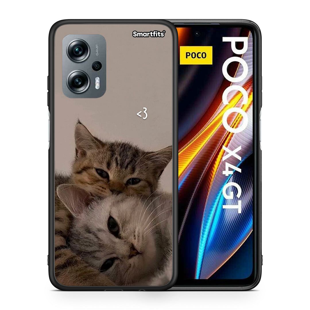 Θήκη Xiaomi Poco X4 GT Cats In Love από τη Smartfits με σχέδιο στο πίσω μέρος και μαύρο περίβλημα | Xiaomi Poco X4 GT Cats In Love case with colorful back and black bezels