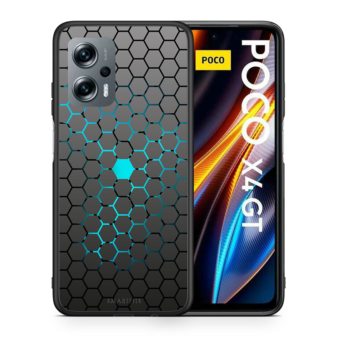 Θήκη Xiaomi Poco X4 GT Hexagonal Geometric από τη Smartfits με σχέδιο στο πίσω μέρος και μαύρο περίβλημα | Xiaomi Poco X4 GT Hexagonal Geometric case with colorful back and black bezels