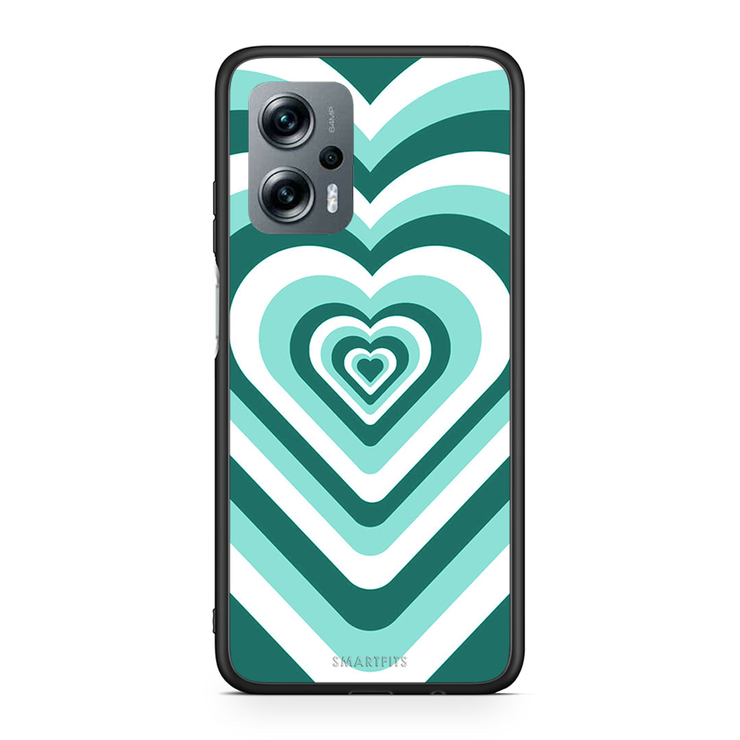 Xiaomi Poco X4 GT Green Hearts θήκη από τη Smartfits με σχέδιο στο πίσω μέρος και μαύρο περίβλημα | Smartphone case with colorful back and black bezels by Smartfits