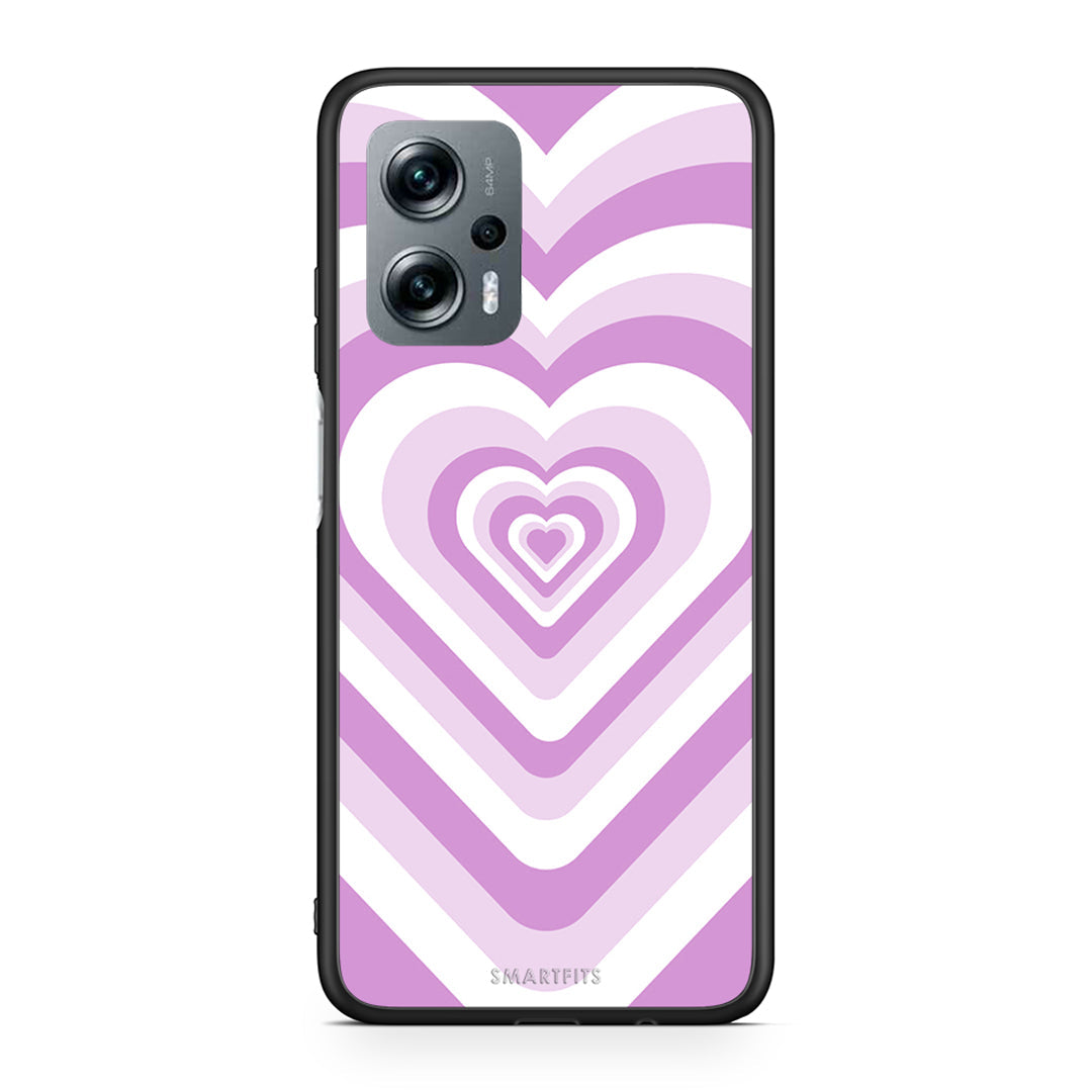 Xiaomi Poco X4 GT Lilac Hearts θήκη από τη Smartfits με σχέδιο στο πίσω μέρος και μαύρο περίβλημα | Smartphone case with colorful back and black bezels by Smartfits