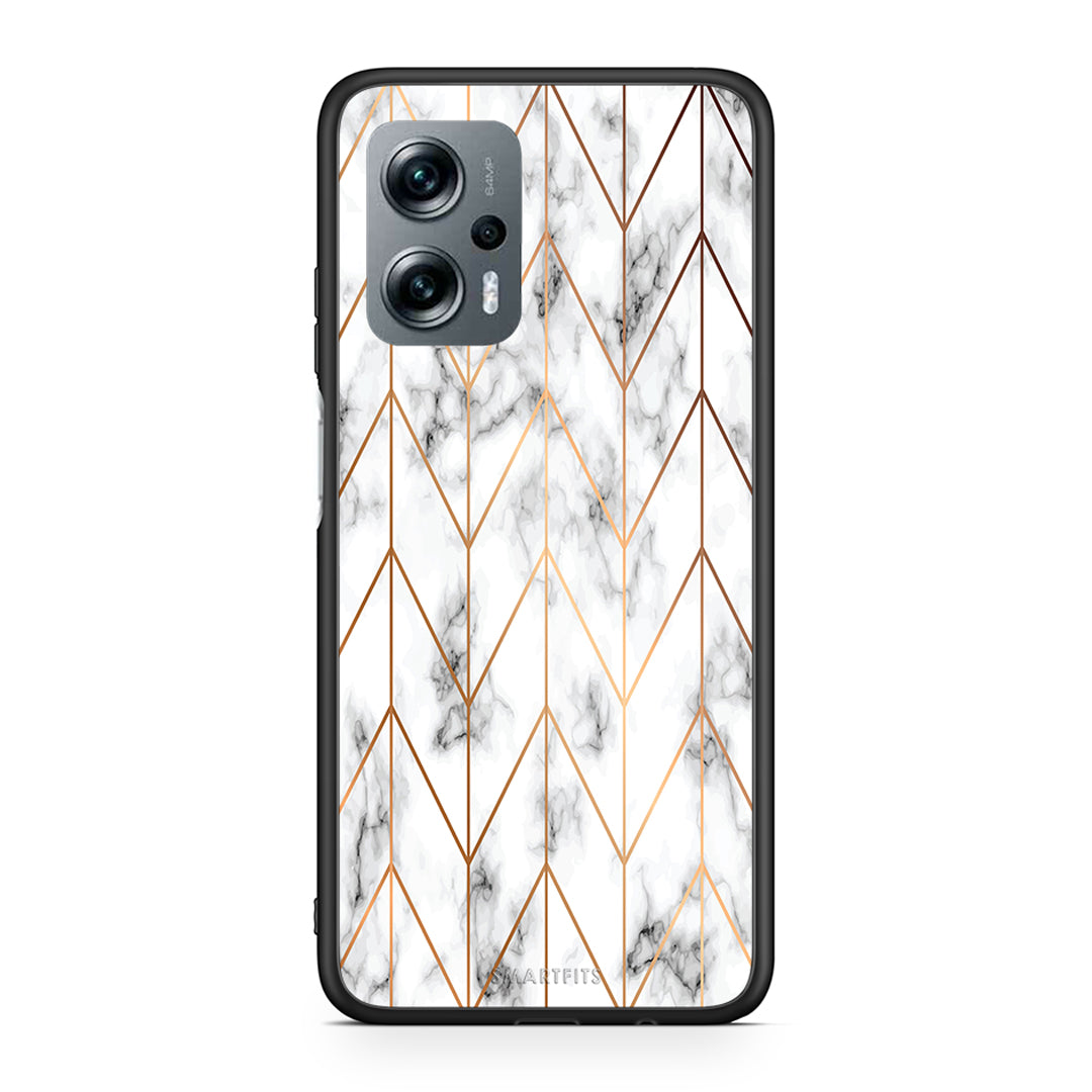 44 - Xiaomi Poco X4 GT Gold Geometric Marble case, cover, bumper