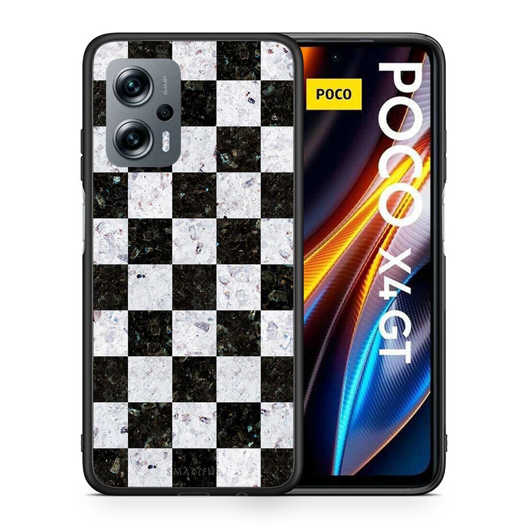 Θήκη Xiaomi Poco X4 GT Square Geometric Marble από τη Smartfits με σχέδιο στο πίσω μέρος και μαύρο περίβλημα | Xiaomi Poco X4 GT Square Geometric Marble case with colorful back and black bezels