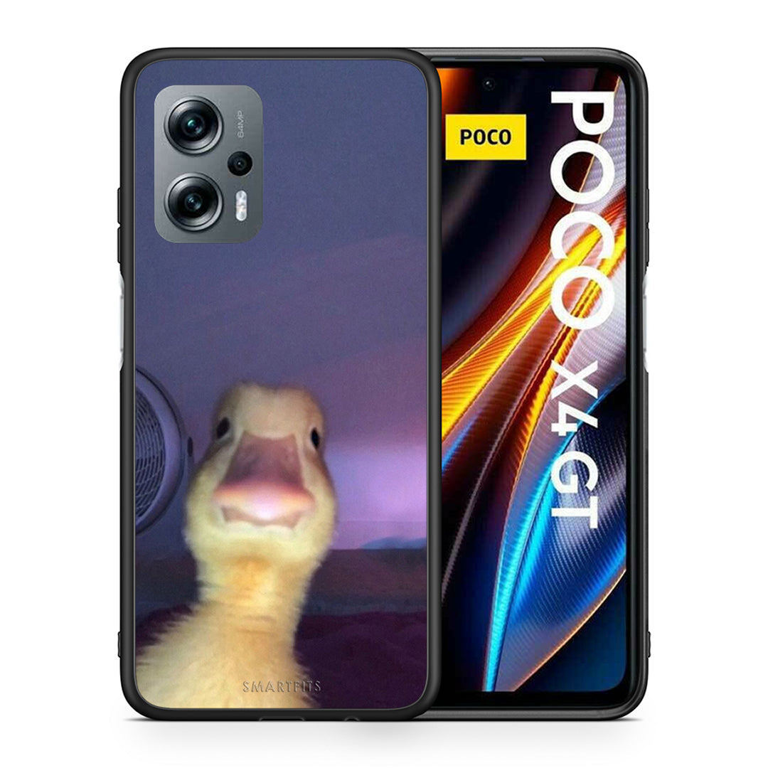 Θήκη Xiaomi Poco X4 GT Meme Duck από τη Smartfits με σχέδιο στο πίσω μέρος και μαύρο περίβλημα | Xiaomi Poco X4 GT Meme Duck case with colorful back and black bezels