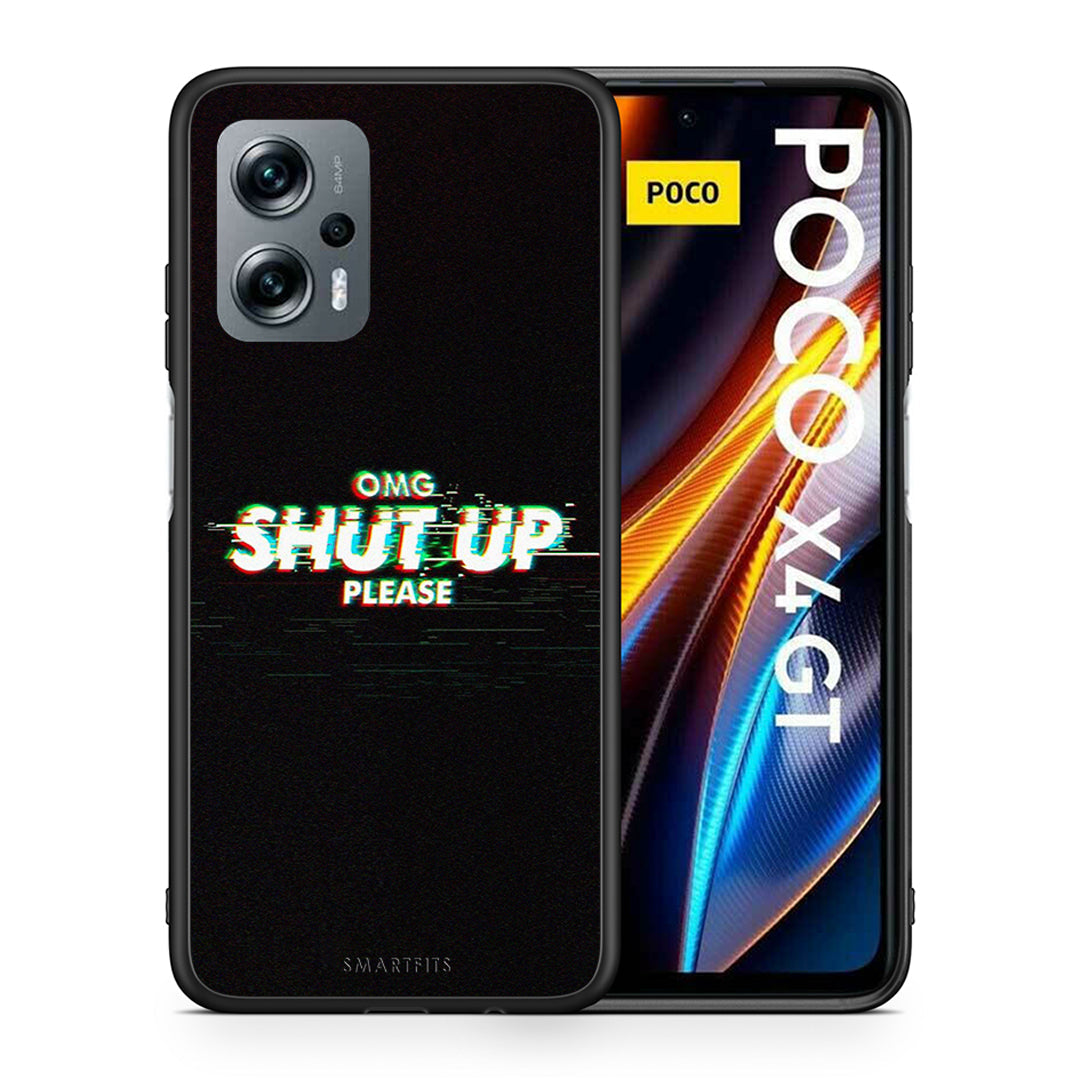 Θήκη Xiaomi Poco X4 GT OMG ShutUp από τη Smartfits με σχέδιο στο πίσω μέρος και μαύρο περίβλημα | Xiaomi Poco X4 GT OMG ShutUp case with colorful back and black bezels