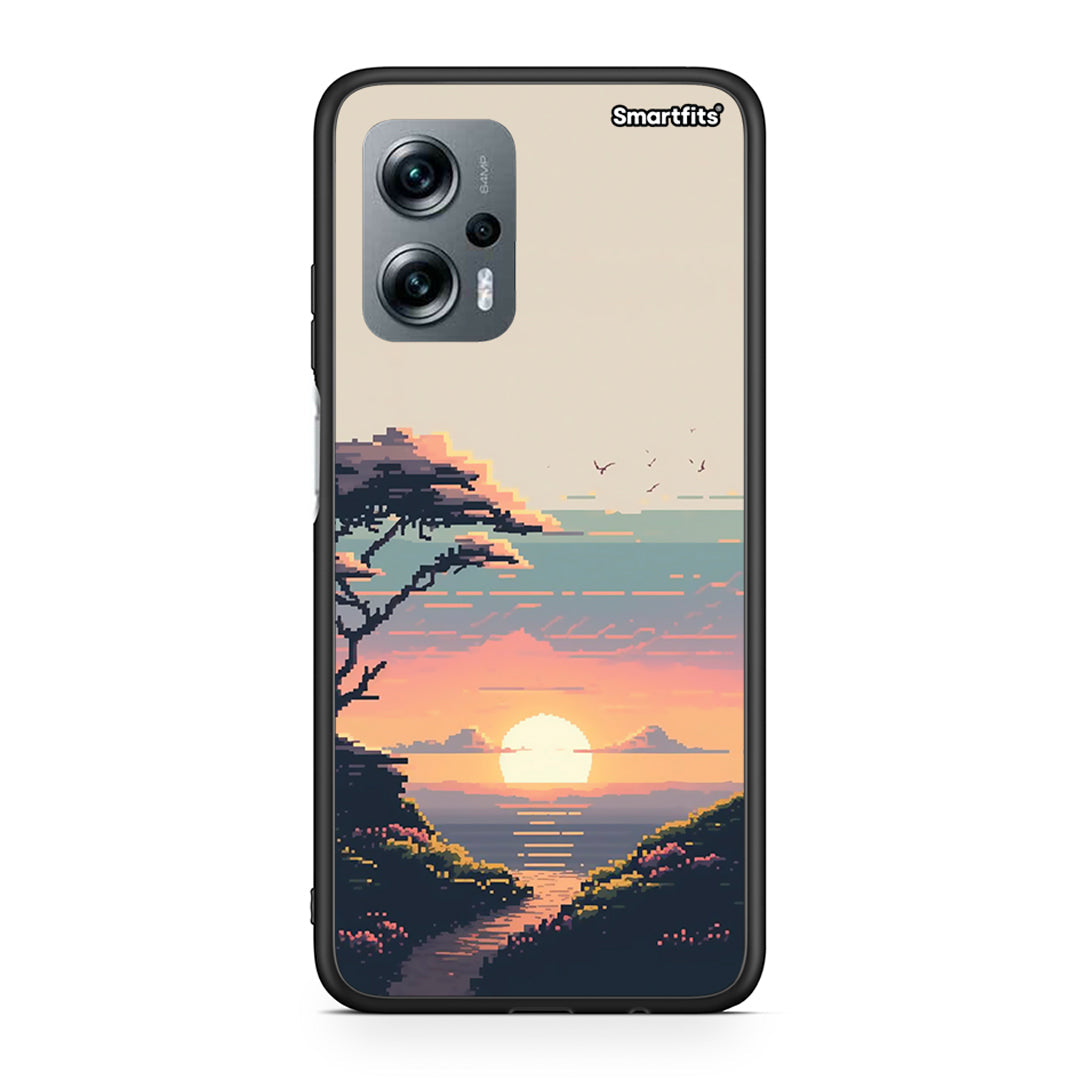 Xiaomi Poco X4 GT Pixel Sunset θήκη από τη Smartfits με σχέδιο στο πίσω μέρος και μαύρο περίβλημα | Smartphone case with colorful back and black bezels by Smartfits