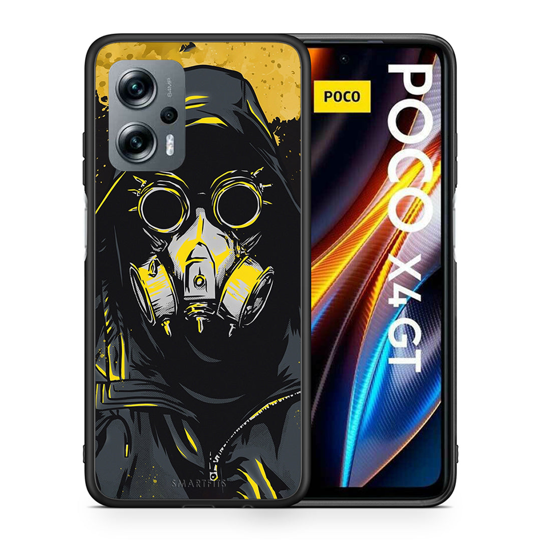 Θήκη Xiaomi Poco X4 GT Mask PopArt από τη Smartfits με σχέδιο στο πίσω μέρος και μαύρο περίβλημα | Xiaomi Poco X4 GT Mask PopArt case with colorful back and black bezels