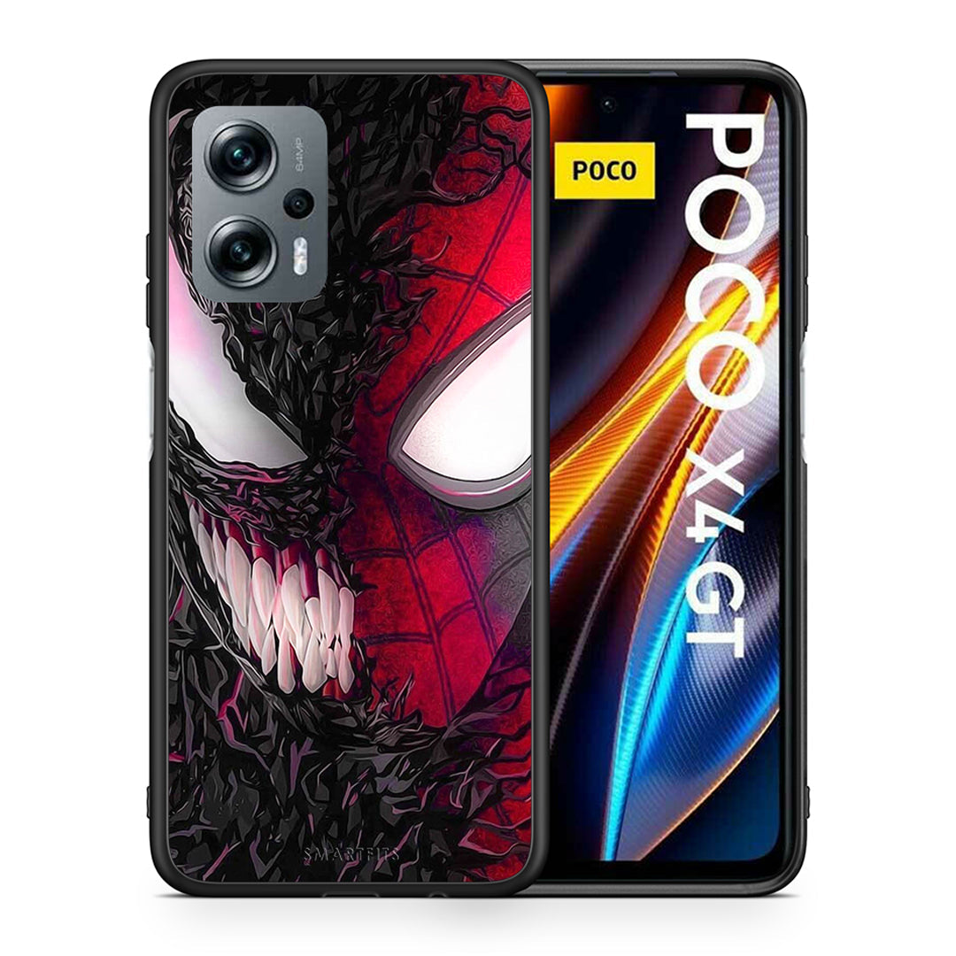 Θήκη Xiaomi Poco X4 GT SpiderVenom PopArt από τη Smartfits με σχέδιο στο πίσω μέρος και μαύρο περίβλημα | Xiaomi Poco X4 GT SpiderVenom PopArt case with colorful back and black bezels